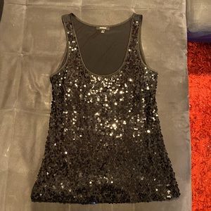 EUC Black sequin Express tank top size small